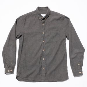 Octobre Editions Shirt Men's Medium Gray/Green Wood Buttons Button-Down Portugal